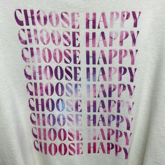 Old Navy “Choose Happy” Yellow Cropped Crewneck Sweatshirt L - Picture 2 of 16
